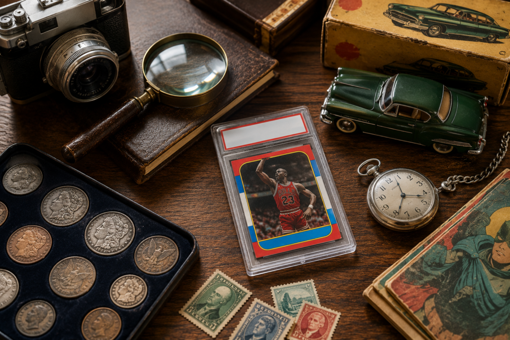 Vintage Collectors’ Desk Flat Lay